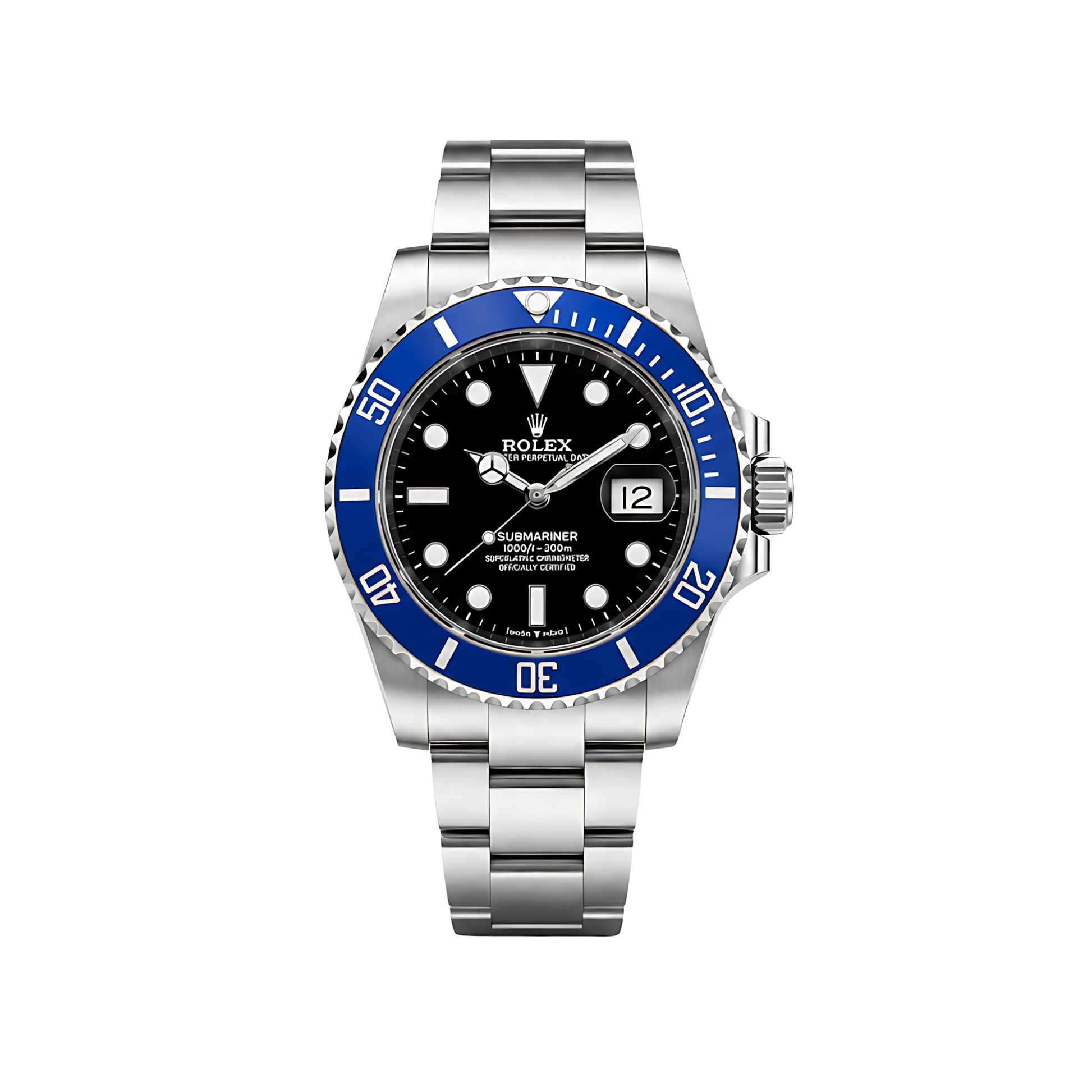 Rolex Submariner Date Black Dial Blue Bezel Silver Watch - image 1