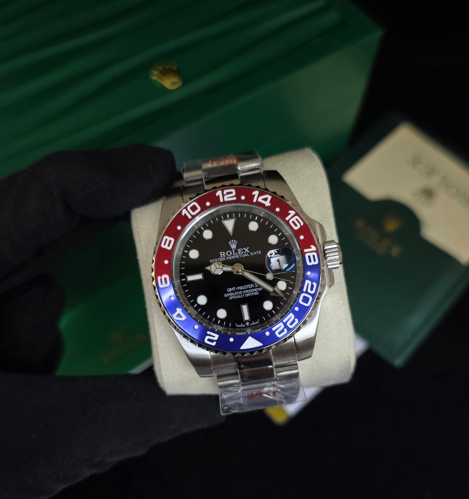 Rolex Watch GMT-Master II Black Dial Red Blue Bezel Bag – product view