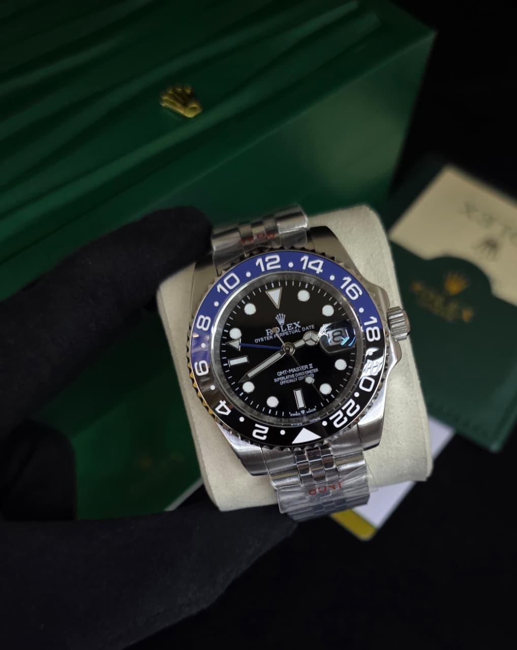 Rolex Watch GMT-Master II Black Dial Black Blue Bezel Bag – product view