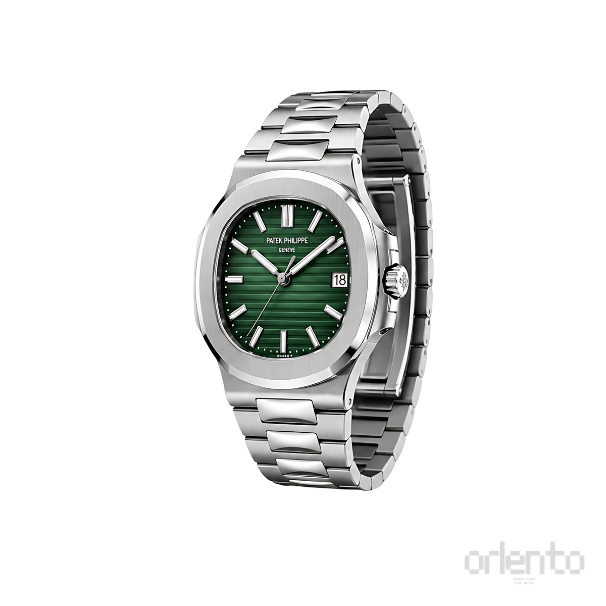 Patek Philippe Nautilus Green Dial Two Tone Silver Watch - image 3