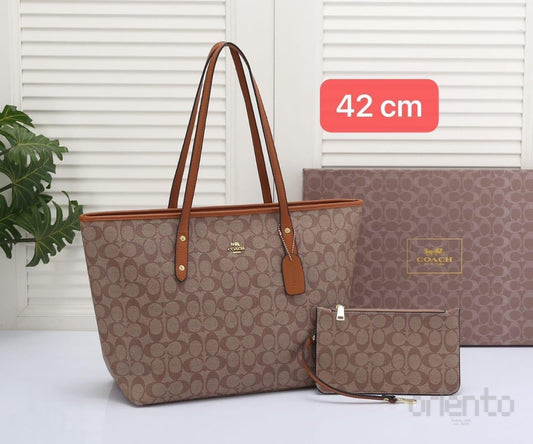 Coach Bag Signature Coated Canvas Tote Brown – product view