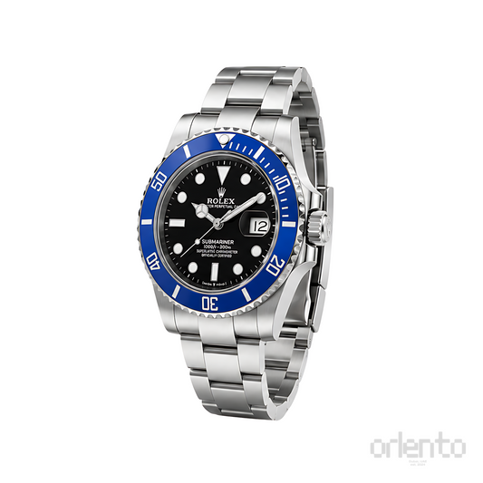 Rolex Submariner Date Black Dial Blue Bezel Silver Watch - image 2