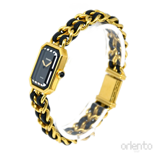 Chanel Watch |  Chanel Première Black Yellow Chain Leather Strap