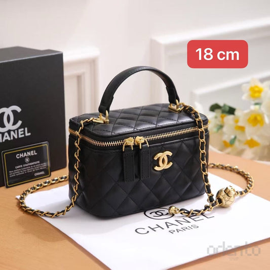 Chanel Bag Top Handle Vanity Case Chain Black – product view