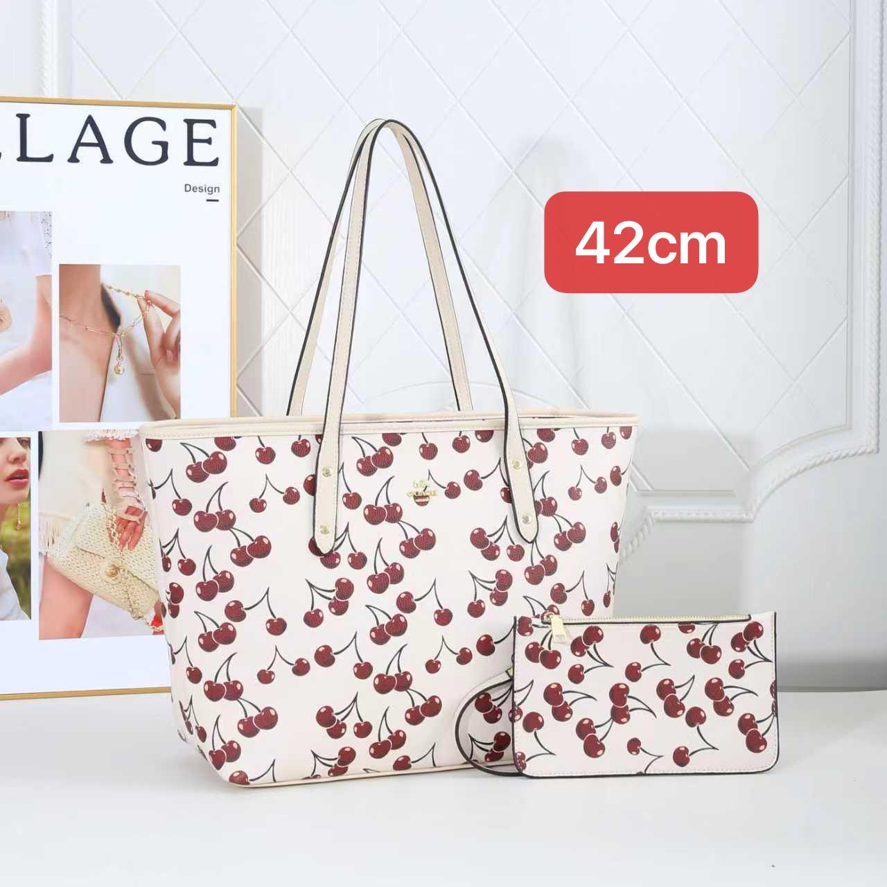 Coach Bag Medium City Tote Cherry White – product view