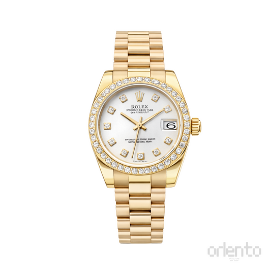 Rolex Watch | Datejust White Diamond Dial Bezel