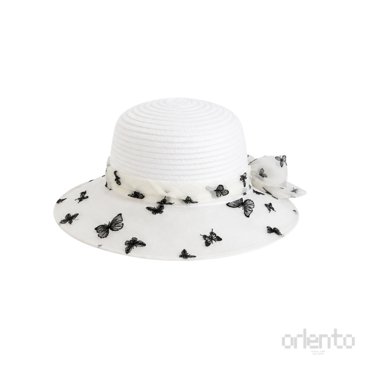Dior D-Bobby Large Brim Butterfly Hat White Black – product view