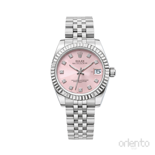 Rolex Watch | Datejust Pink Dial Fluted Bezel & Jubilee