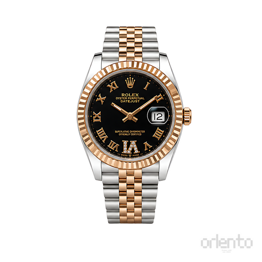 Rolex Datejust Black Diamond Dial Silver Watch - image 1