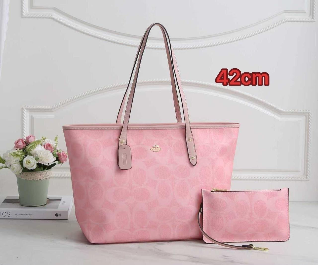 Coach Bag City Tote in Signature Canvas Powder Pink – product view
