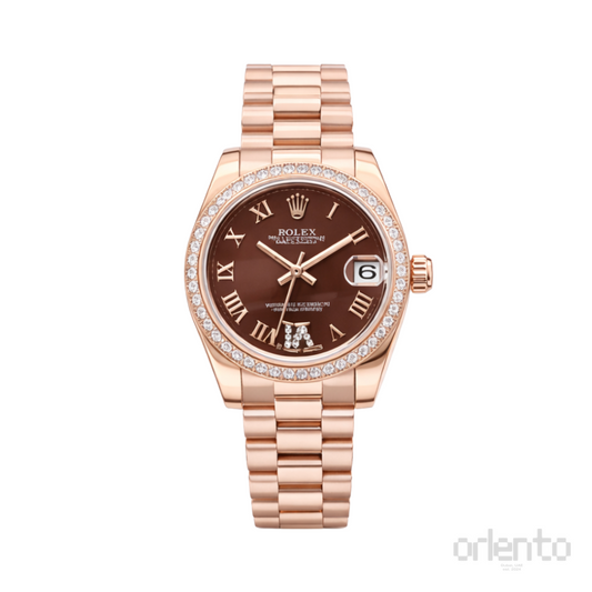 Rolex Watch | Datejust Chocolate Roman Diamond Bezel
