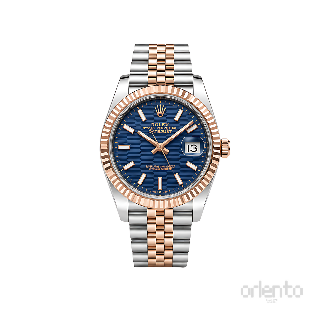 Rolex Datejust Blue Waffle Dial Two Tone Rose Gold Watch - image 1