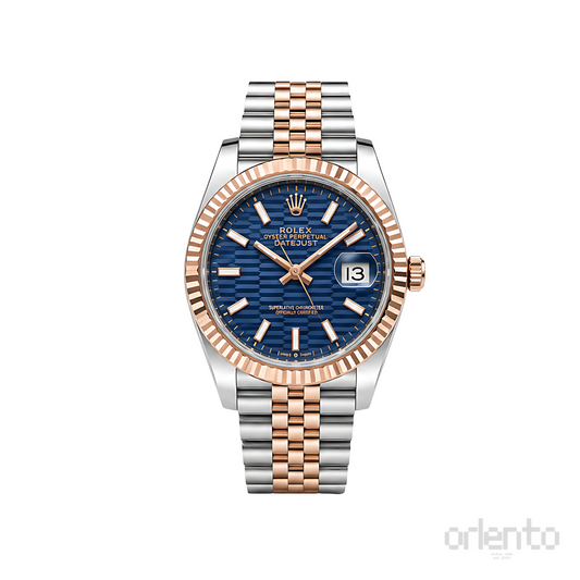 Rolex Datejust Blue Waffle Dial Two Tone Rose Gold Watch - image 1