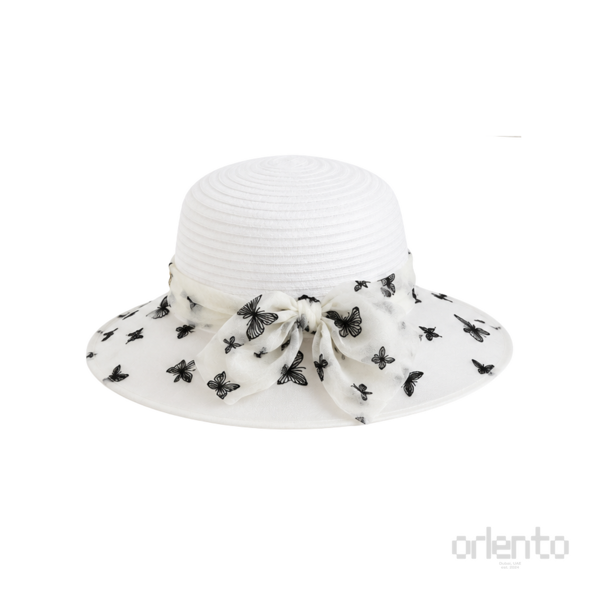 Dior D-Bobby Large Brim Butterfly Hat White Black – product view