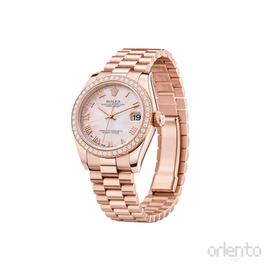 Rolex Watch | Datejust Pink Diamond Bezel Rose Gold White Dial