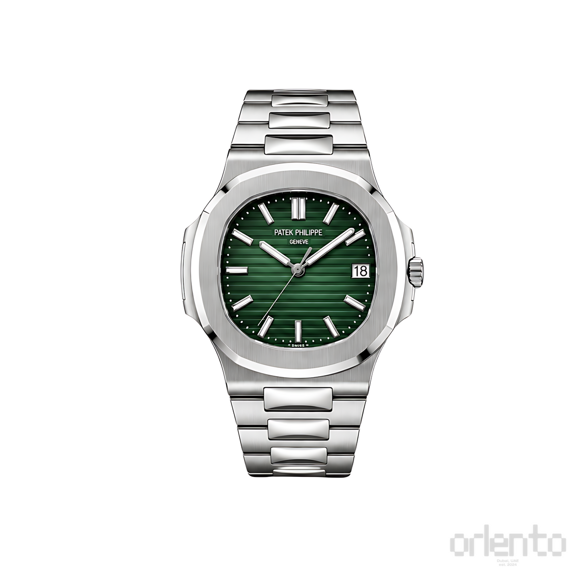 Patek Philippe Nautilus Green Dial Two Tone Silver Watch - image 1