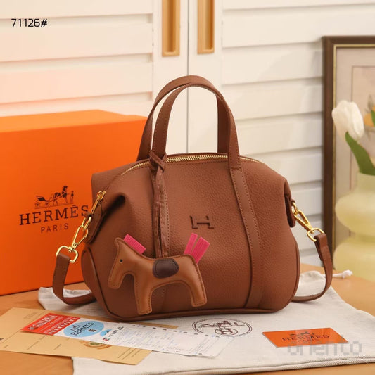 Hermès Bag Brown Leather Satchel Handbag Styled – product view