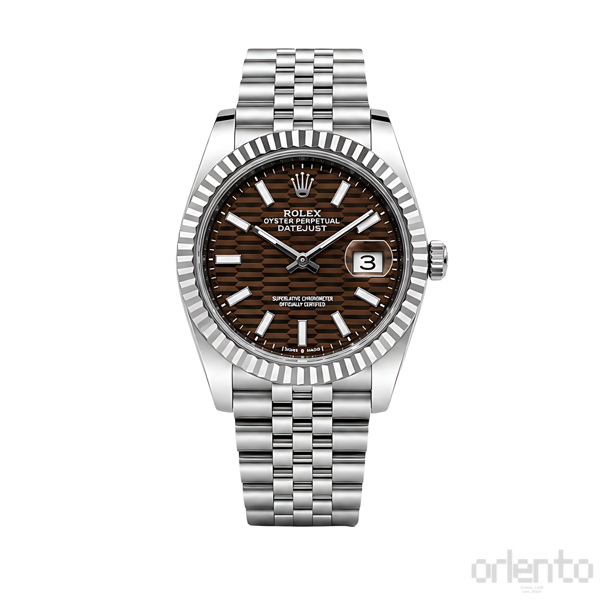 Rolex Datejust Brown Waffle Dial Silver Watch - image 1