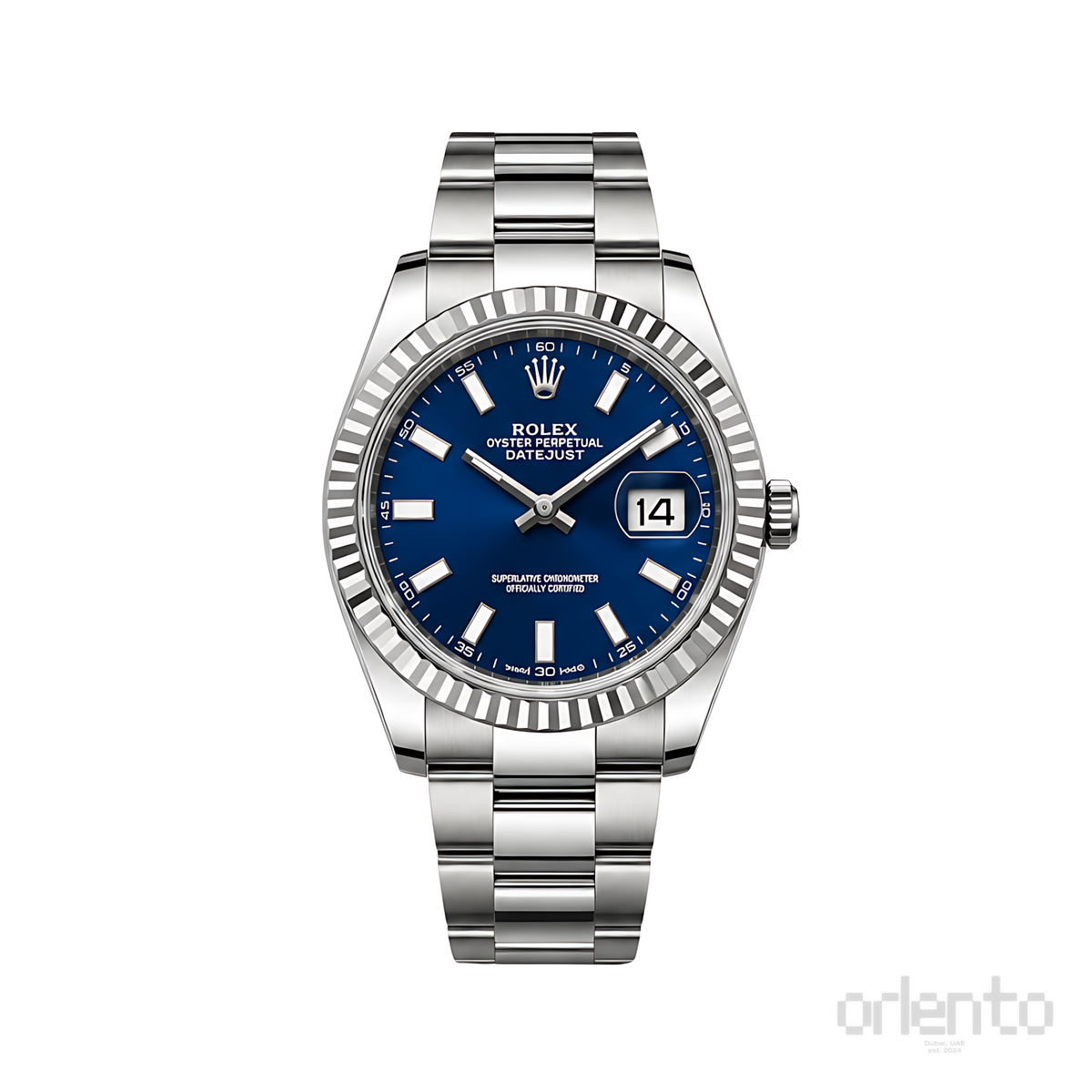 Rolex Datejust Blue Dial Fluted Bezel Silver Watch - image 1