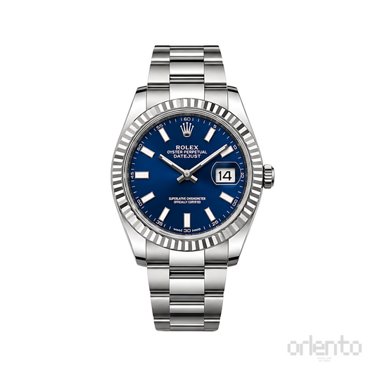Rolex Datejust Blue Dial Fluted Bezel Silver Watch - image 1
