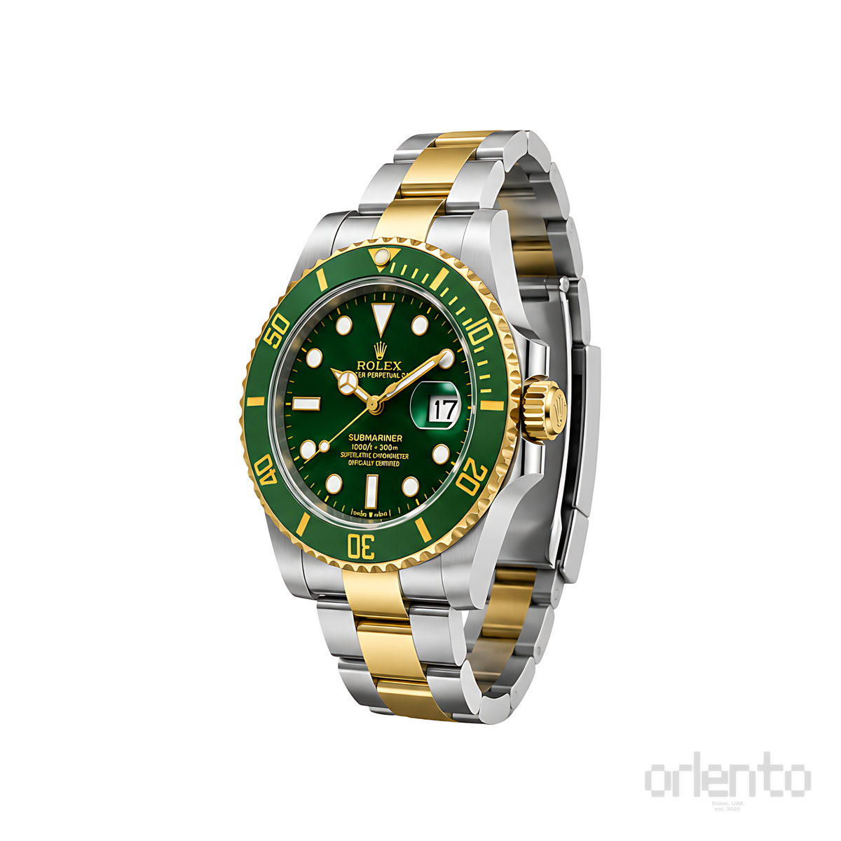 Rolex Submariner Date Green Dial GreenGold Bezel Gold Silver Watch - image 3