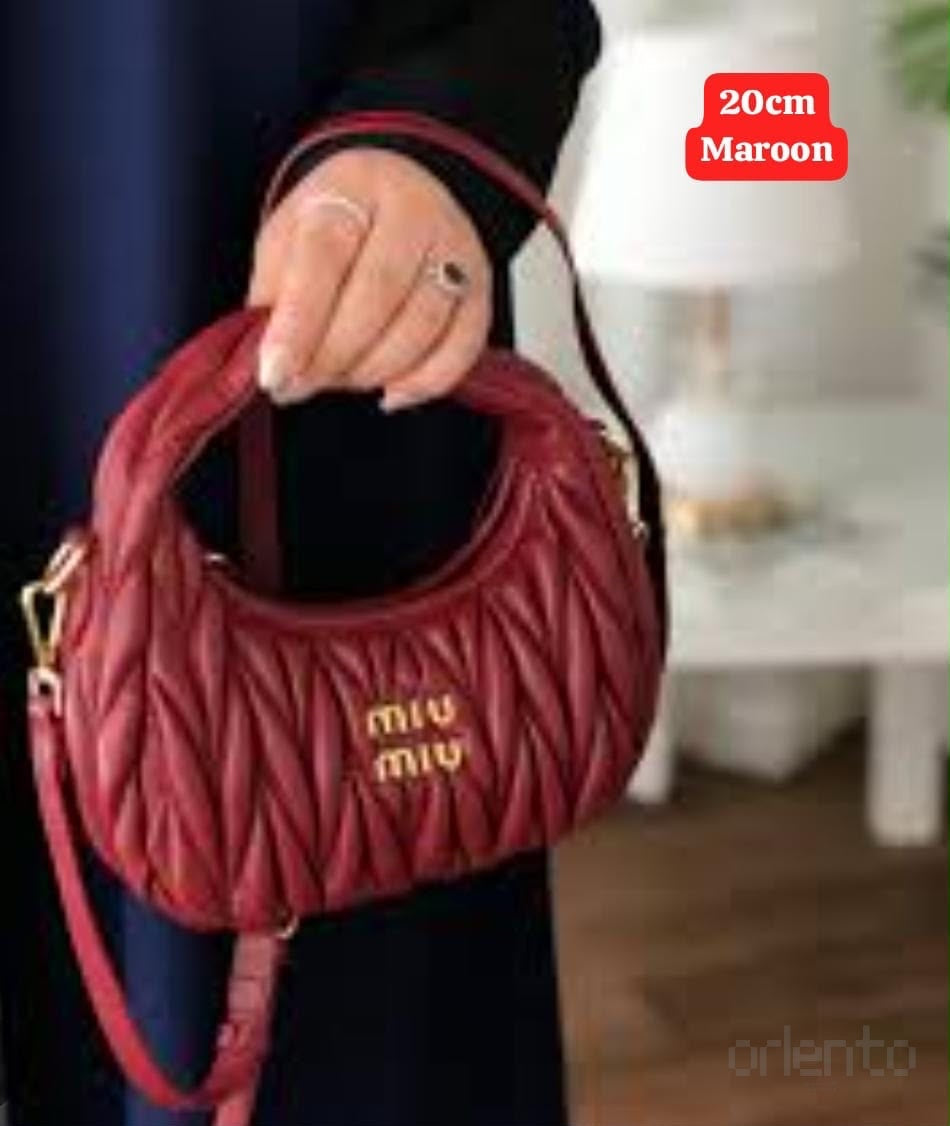 Miu Miu Wander Matelassé Nappa Leather Hobo Red Bag – product view